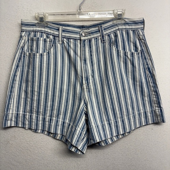 American Eagle Railroad Stripe Shorts Blue White 12 - Picture 1 of 8